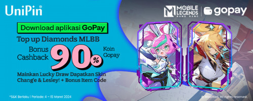 Top Up Diamonds MLBB Cashback 90% Koin GoPay! Mainkan Lucky Draw untuk Dapatkan Skin Chang'e & Lesley